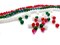 Glass Beads in Christmas Colors, 3 12-in strands, 4mm Rondelles in Red Green & White, Adorabilities